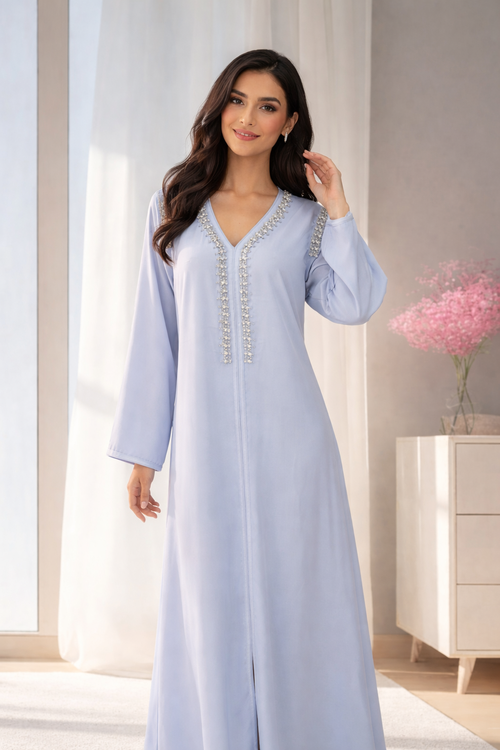 Abaya Élégance Céleste Bleu Clair
