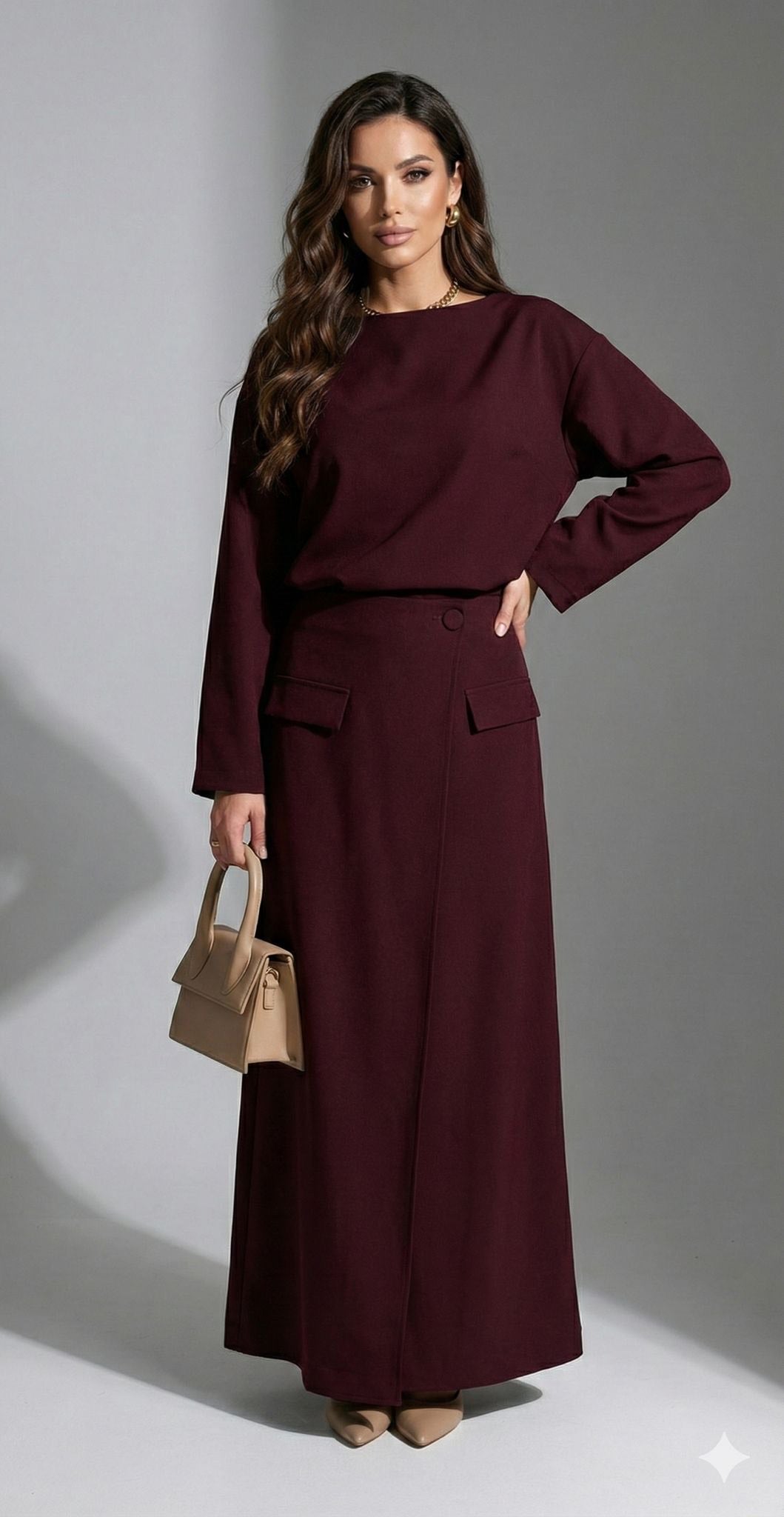 Ensemble Milano – Jupe Longue & Haut Manches Longues