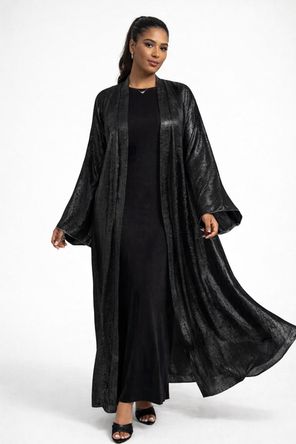 Ensemble 2 pièces robe sans manches & abaya à paillettes – Taille unique du 34 au 46