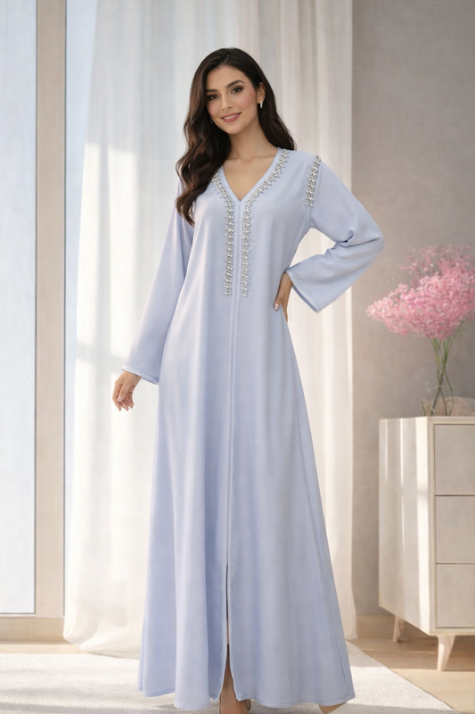 Abaya Élégance Céleste Bleu Clair