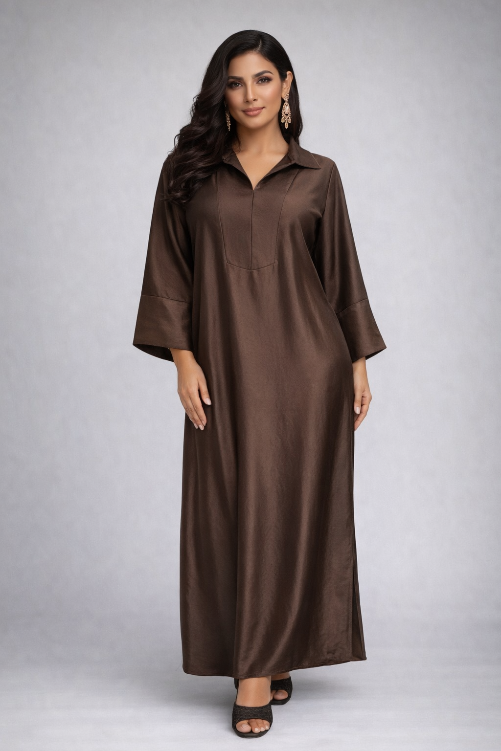 Robe Longue Fluide Élégance Satinée – Chic et Confort au Quotidien
