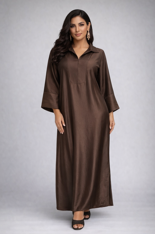 Robe Longue Fluide Élégance Satinée – Chic et Confort au Quotidien