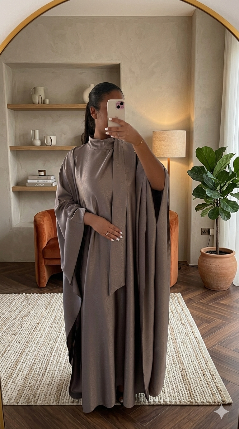 Abaya effet papillon fluide – Coupe ample et élégante
