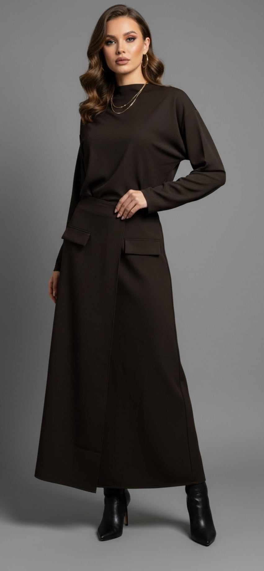 Ensemble Milano – Jupe Longue & Haut Manches Longues