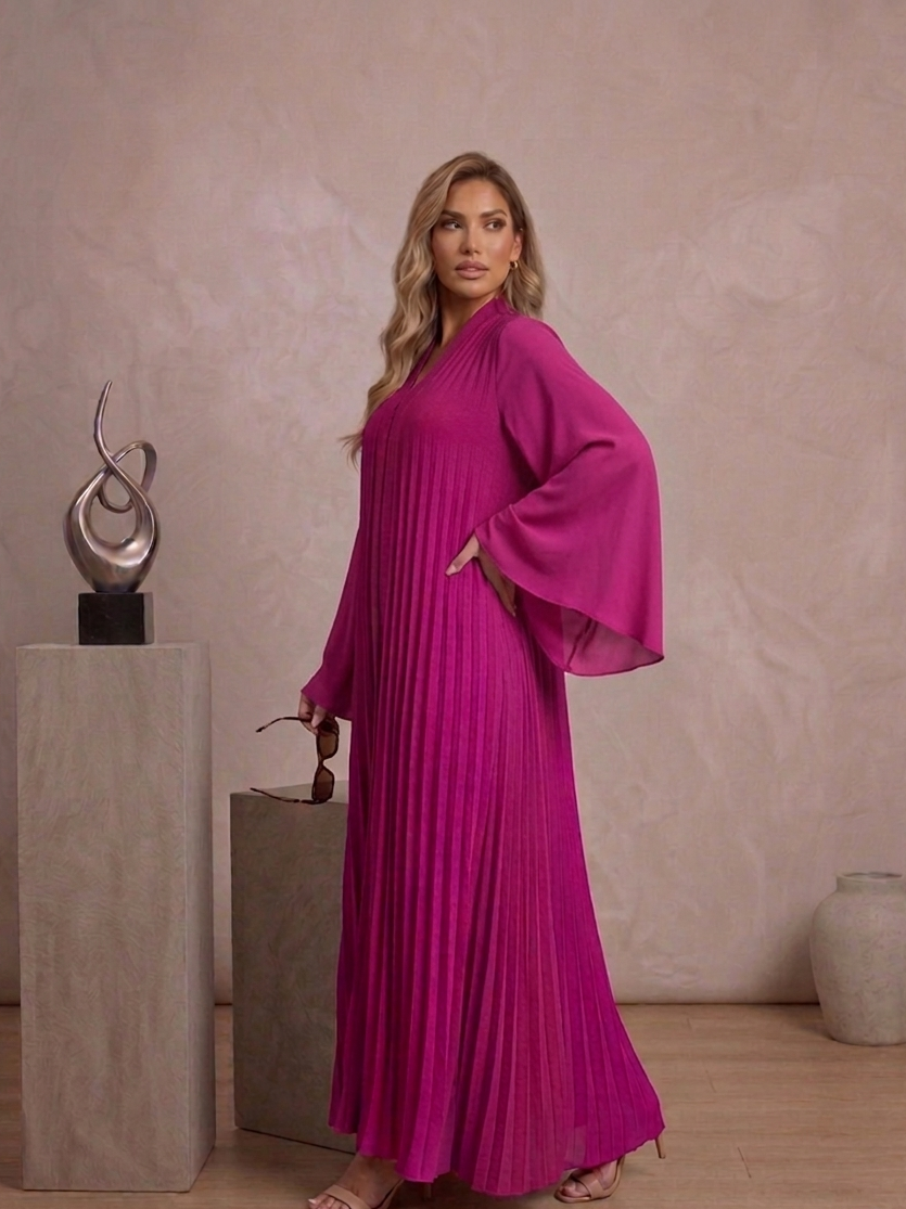 Robe Longue Plissée Effet Papillon : L'Élégance Fluide pour Toutes les Silhouettes
