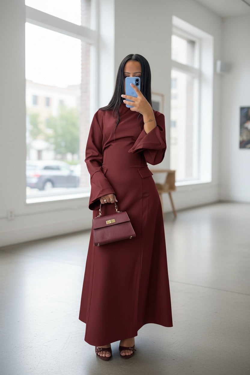 Robe Longue Élégante – Ceinture Ajustable au Dos - Taille unique