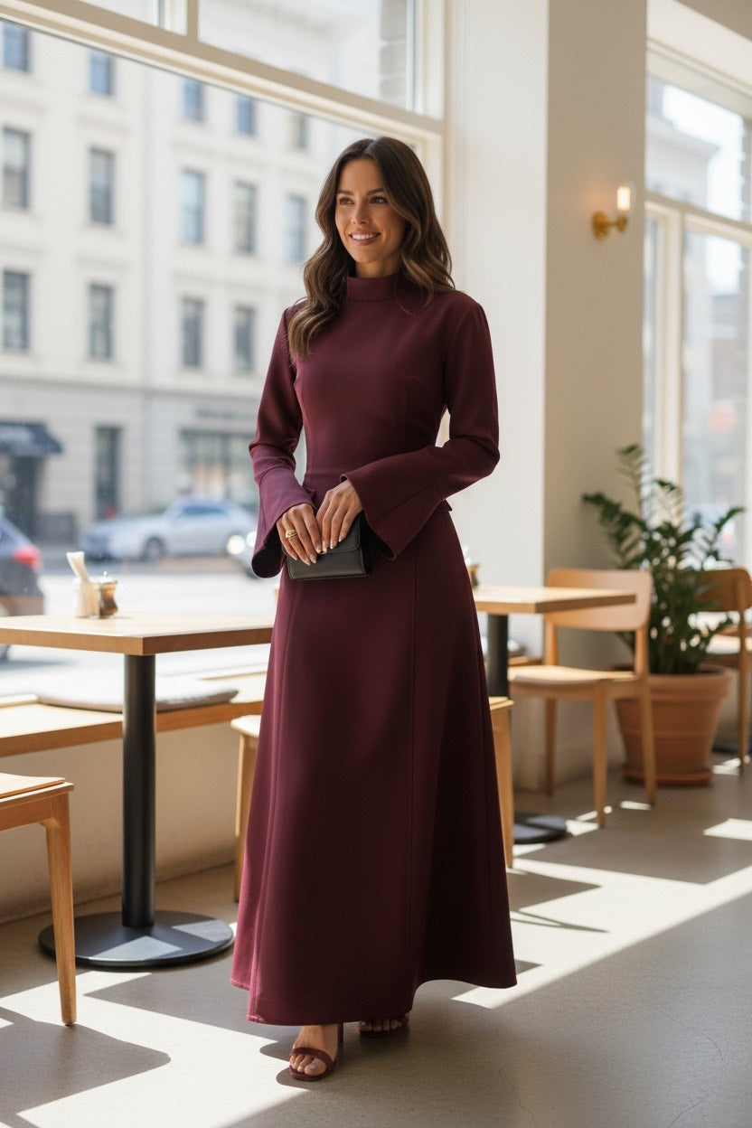 Robe Longue Élégante – Ceinture Ajustable au Dos - Taille unique