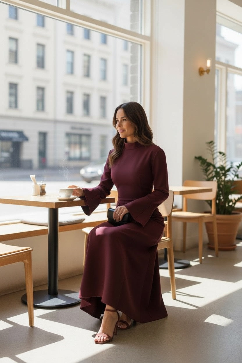 Robe Longue Élégante – Ceinture Ajustable au Dos - Taille unique