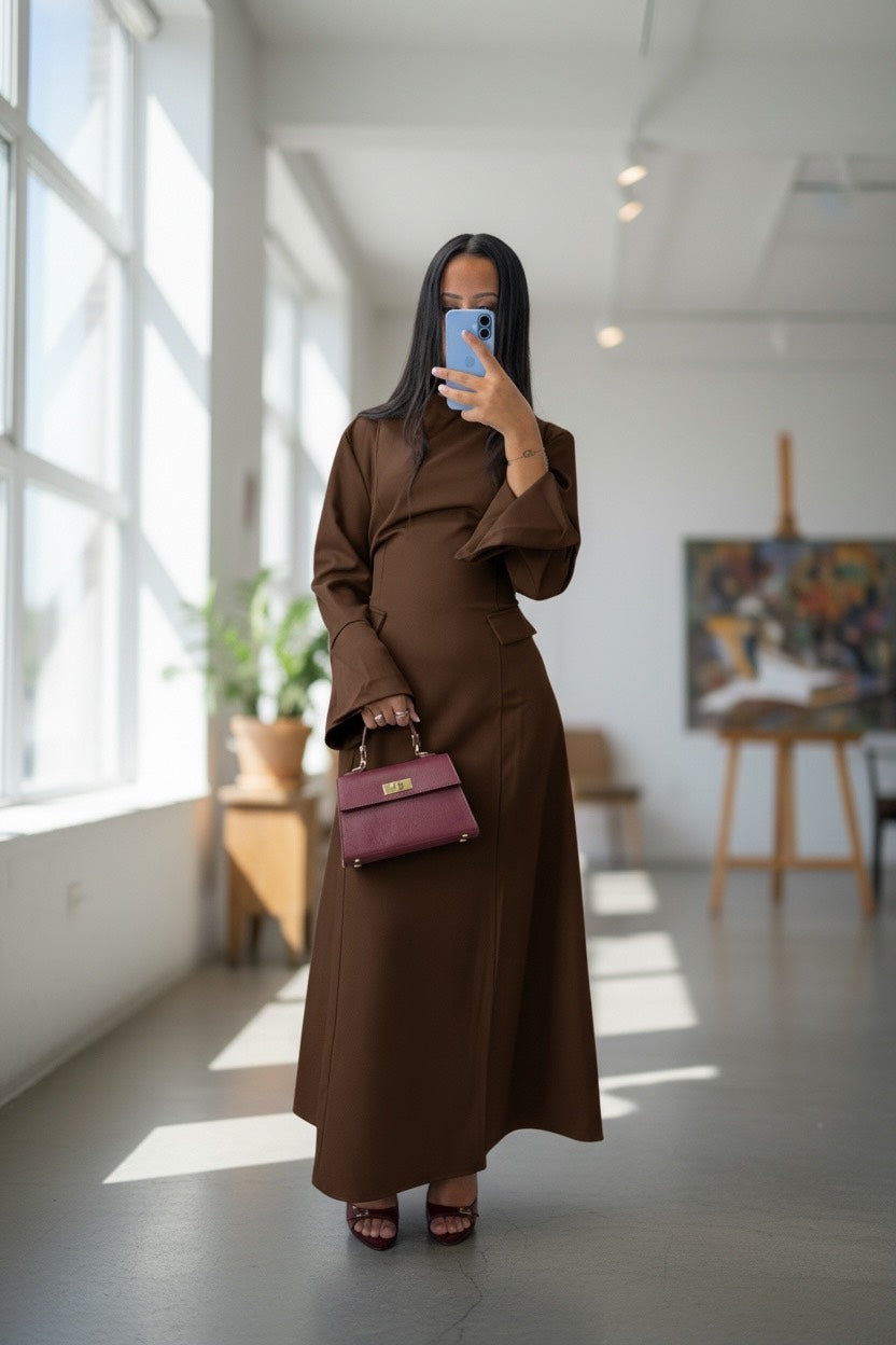 Robe Longue Élégante – Ceinture Ajustable au Dos - Taille unique