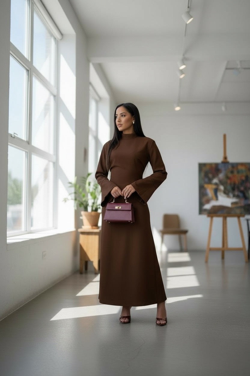 Robe Longue Élégante – Ceinture Ajustable au Dos - Taille unique