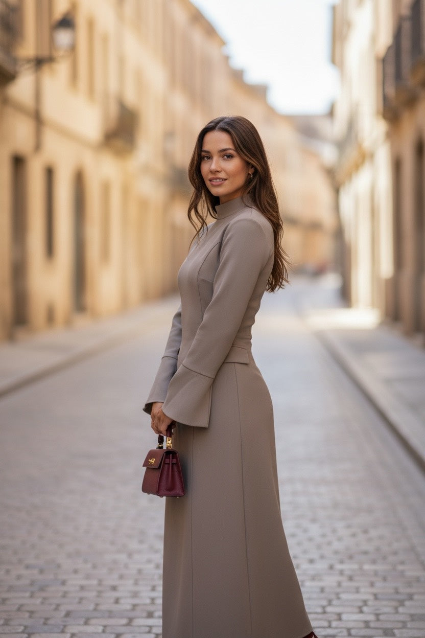 Robe Longue Élégante – Ceinture Ajustable au Dos - Taille unique