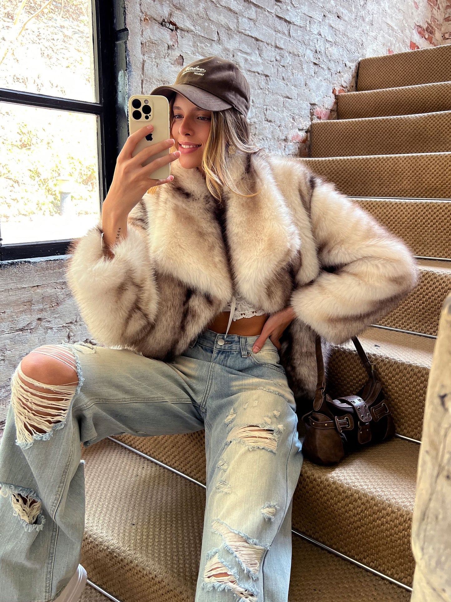 Veste en fourrure col chall