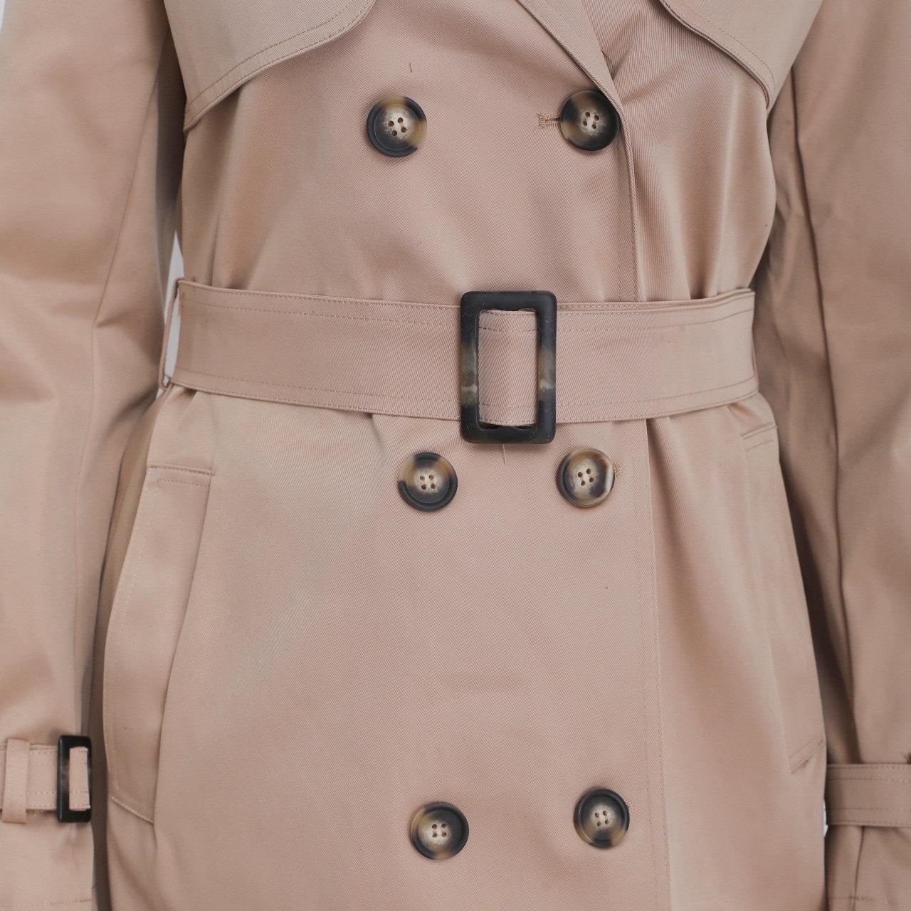 Trench Berii - Manteau Élégant Noir avec Col Structuré et Double Boutonnage Classique pour Femme Taille S à XL